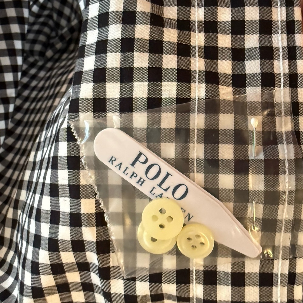 NWOT Polo Ralph Lauren Black and White Checker Button Down in XXL - Picture 8 of 8